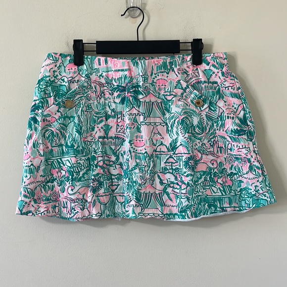 Lilly Pulitzer Madison Skort Bright Agate Green Colorful Camelflage Size Large - Picture 3 of 12